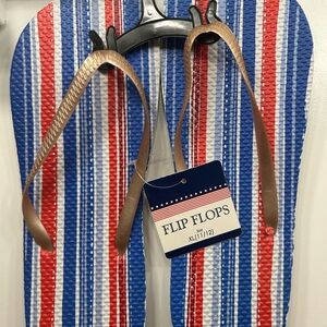 Red, White, and Blue Flip Flops